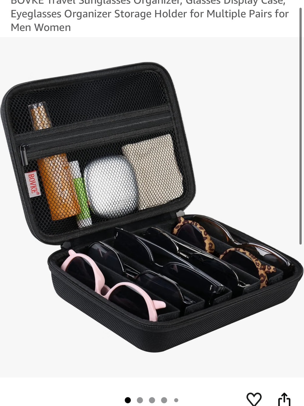 Black Travel Sunglasses Organizer Case for Men - Holds Multiple Pairs